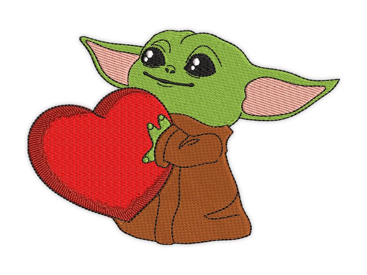 Star Wars Yoda Hearts Embroidery Design