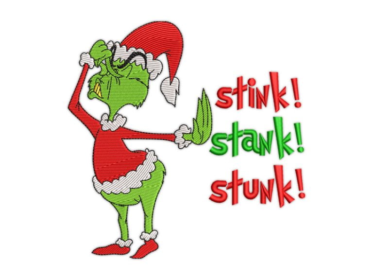 Grinch Stink Stank Stunk Machine Embroidery Design by Premio Embroidery
