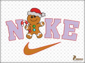 Gingerbread Christmas Nike machine embroidery design, Nike embroidery design