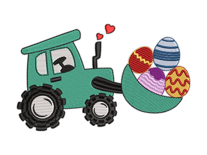 Easter Eggs Embroidery Design, Easter Truck Embroidery Design by Premio Embroidery