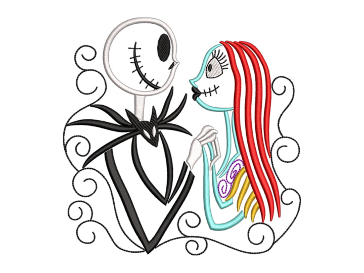jack and sally Embroidery Design, Sally Jack skellington Embroidery Design