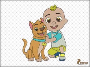 Cocomelon Baby Boy With Dog Embroidery Design by Premio Embroidery