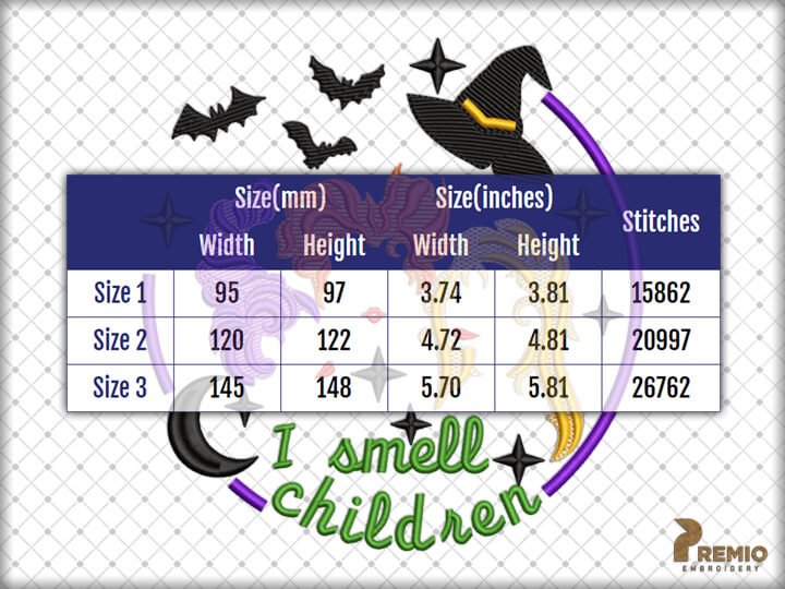 Hocus Pocus I Smell Children Embroidery Design by Premio Embroidery