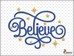 Believe Embroidery Design, Christmas Embroidery Designs by Premio Embroidery