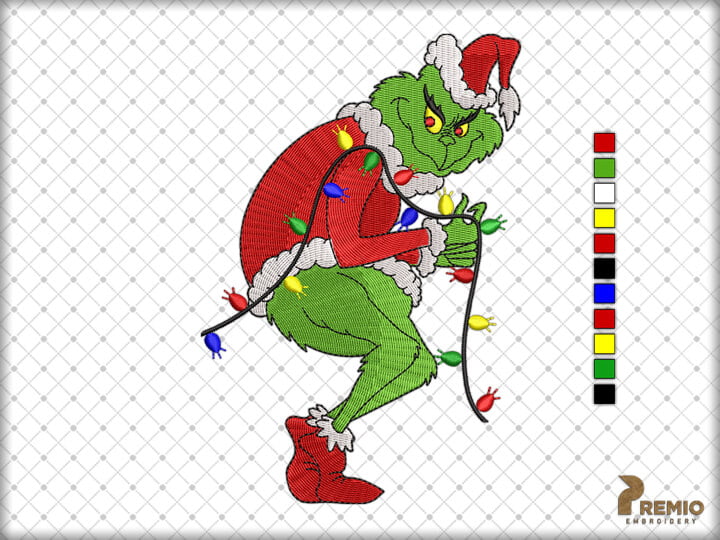Grinch embroidery design, Christmas Embroidery Design by Premio Embroidery
