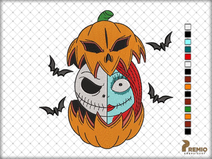 Jack and Sally Pumpkin Embroidery Designs by Premio Embroidery