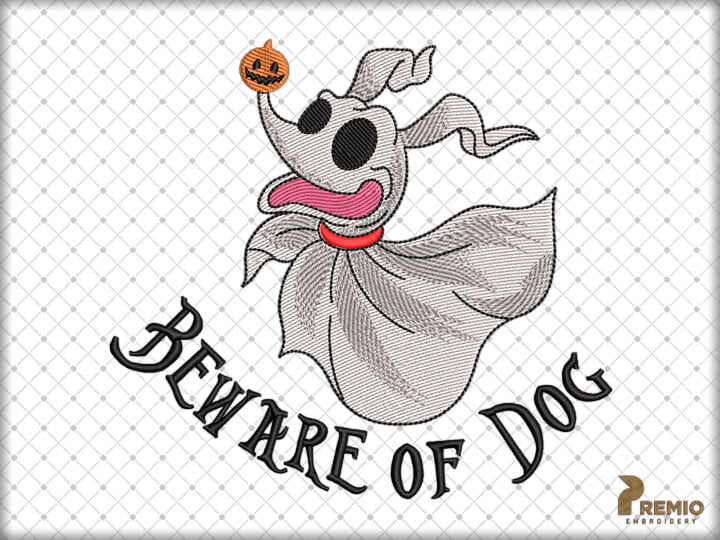 Beware Of Dog Embroidery Design, Halloween Embroidery Design