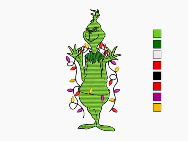 Chirstmas Embroidery Design, Grinch Embroidery Design by Premio Embroidery