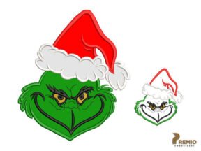 Grinch Applique Embroidery Design, Christmas Embroidery Design