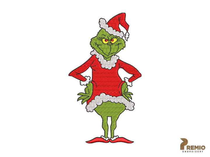 Grinch Embroidery Design, Christmas Embroidery Design by Premio Embroidery