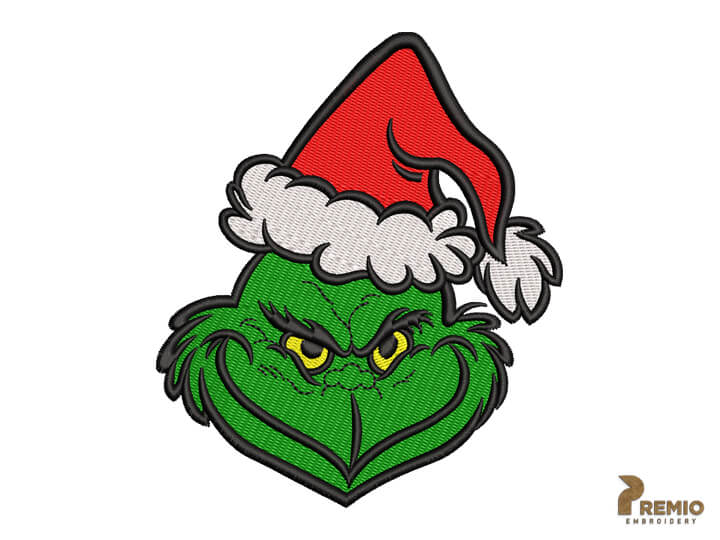 Grinch Face Embroidery Design, Christmas Embroidery Designs