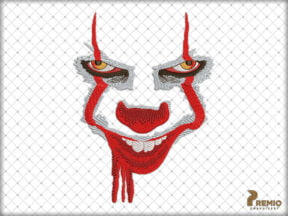 Horror Clown Face Embroidery Design by Premio Embroidery