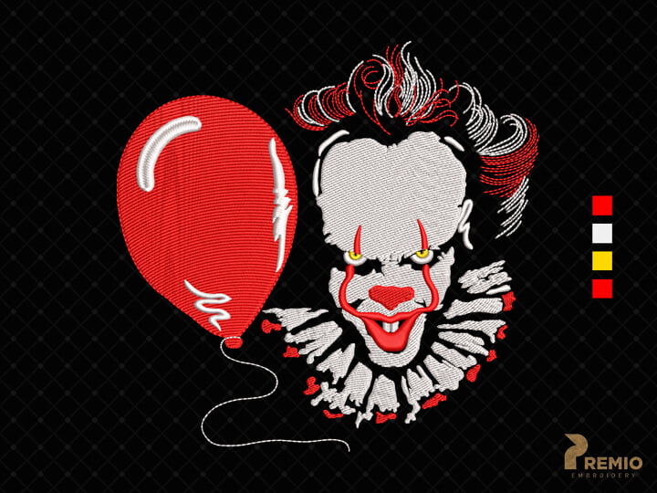 Scary Clown Pennywise Embroidery Design by Premio Embroidery