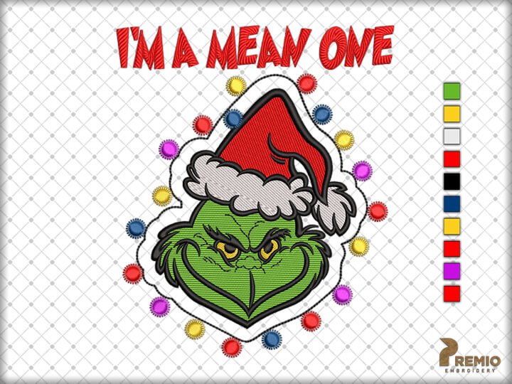 You're Mean one Mr Grinch Embroidery Design, Christmas Embroidery Design