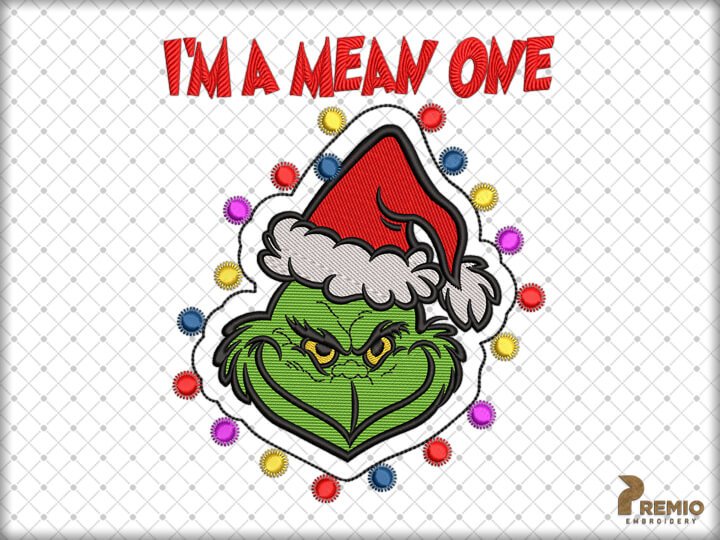 You're Mean one Mr Grinch Embroidery Design, Christmas Embroidery Design
