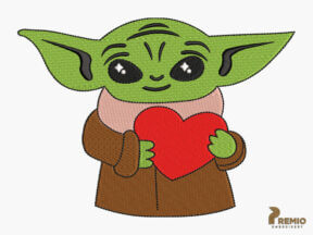 Heart Yoda embroidery designs by premio embroidery