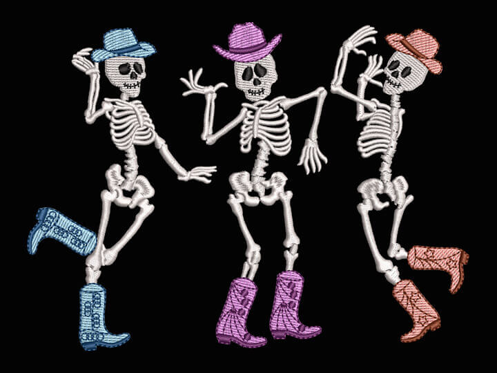 Howdy Cowboy Skeleton Embroidery Design